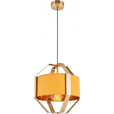 Lampada a sospensione Forma Cilindrica 35×35 cm. Soggiorno, sala da pranzo e atrio. Metallo e Policarbonato. Colore arancia