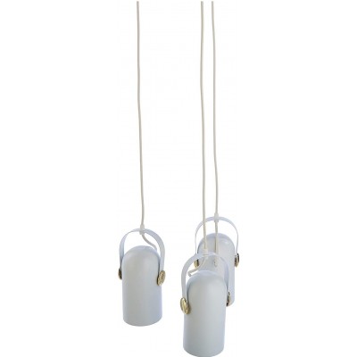 Lámpara colgante 40W Forma Cilíndrica 120×30 cm. Triple foco orientable Salón, dormitorio y vestíbulo. Metal. Color blanco