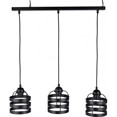 Lampe à suspension Façonner Cylindrique 70×70 cm. 3 points de lumière Salle, chambre et hall. Métal. Couleur noir