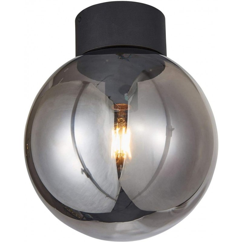 109,95 € Free Shipping | Ceiling lamp 60W Spherical Shape 30 cm. Dining room, bedroom and lobby. Modern Style. Crystal, Metal casting and Glass. Black Color