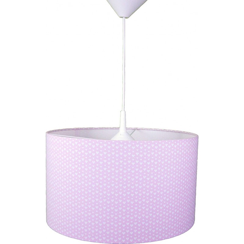82,95 € Envio grátis | Lâmpada pendurada 60W Forma Cilíndrica 41×41 cm. Desenho de corações Sala de jantar, quarto e salão. Têxtil. Cor rosa
