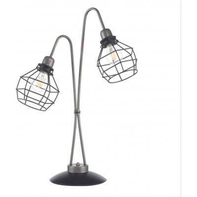 Lámpara de sobremesa 71×30 cm. 2 puntos de luz Salón, dormitorio y vestíbulo. Metal. Color negro