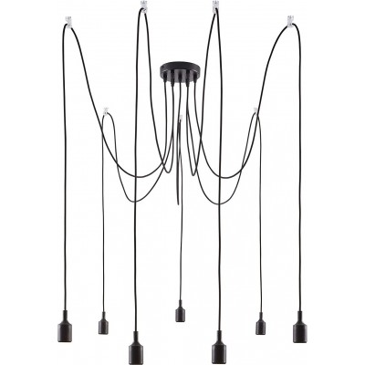 Lámpara de araña 200×15 cm. 7 puntos de luz Salón, comedor y vestíbulo. Metal. Color negro