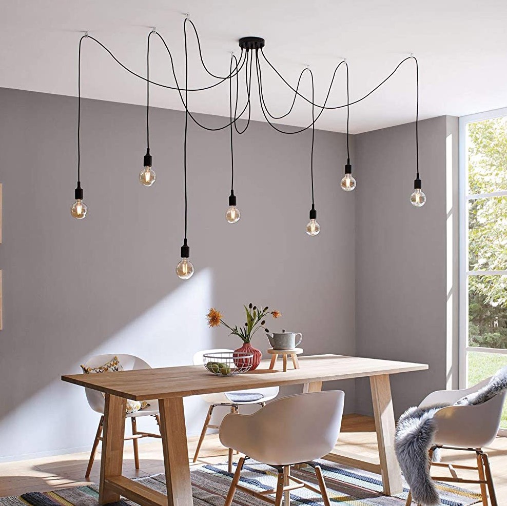 93,95 € Spedizione Gratuita | Lampadario 200×15 cm. 7 punti luce Metallo. Colore nero