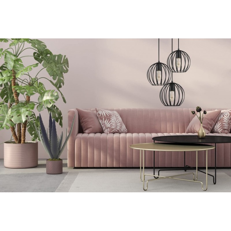 128,95 € Free Shipping | Hanging lamp 60W Spherical Shape 143×22 cm. 3 points of light Living room, dining room and bedroom. Industrial Style. Metal casting. Black Color