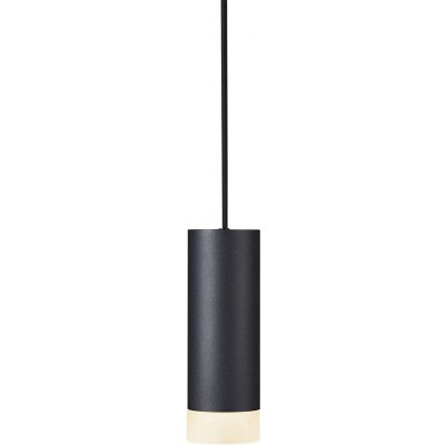 Lampada a sospensione 10W Forma Cilindrica 20×16 cm. LED Sala da pranzo, camera da letto e atrio. Alluminio e Cristallo. Colore nero