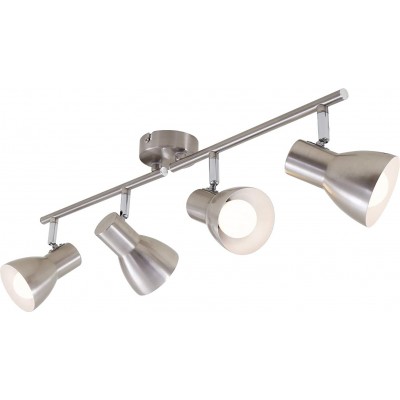 79,95 € Free Shipping | Ceiling lamp 25W 61×15 cm. 4 adjustable spotlights Metal casting. Nickel Color