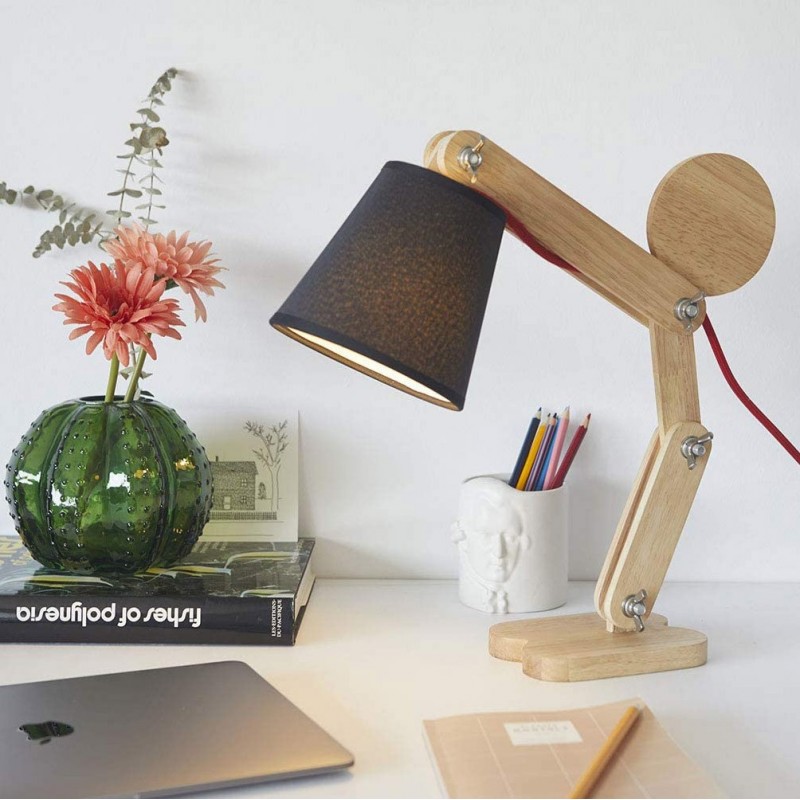 71,95 € Free Shipping | Desk lamp Cylindrical Shape 42×30 cm. Human shaped design. articulated Dining room, bedroom and lobby. Design and cool Style. Metal casting and Wood. Brown Color