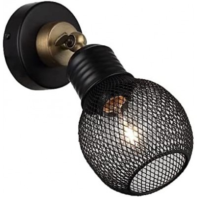 91,95 € Free Shipping | Indoor wall light 40W Spherical Shape 26×17 cm. Adjustable Living room, dining room and lobby. Metal casting. Black Color