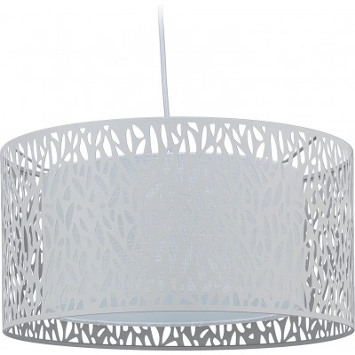 Lampada a sospensione 60W Forma Cilindrica 120×40 cm. Sala da pranzo e camera da letto. Stile moderno. Metallo e Tessile. Colore bianca