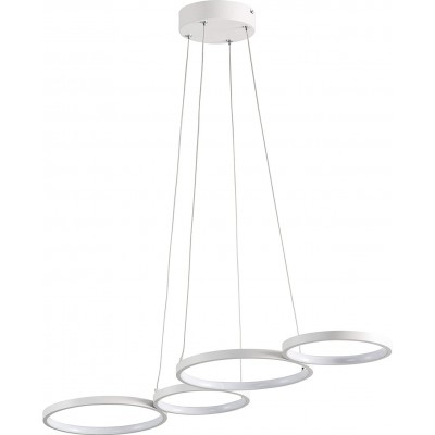 169,95 € Free Shipping | Hanging lamp 31W Round Shape 150×88 cm. 4 spotlights Living room, dining room and lobby. Modern Style. Aluminum. White Color