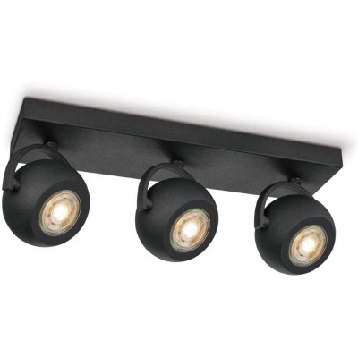 93,95 € Envío gratis | Foco para interior 36×14 cm. Triple foco LED orientable Metal. Color negro