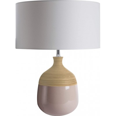 93,95 € Free Shipping | Table lamp 60W Cylindrical Shape 48×35 cm. Living room, dining room and bedroom. Classic Style. Ceramic. Beige Color
