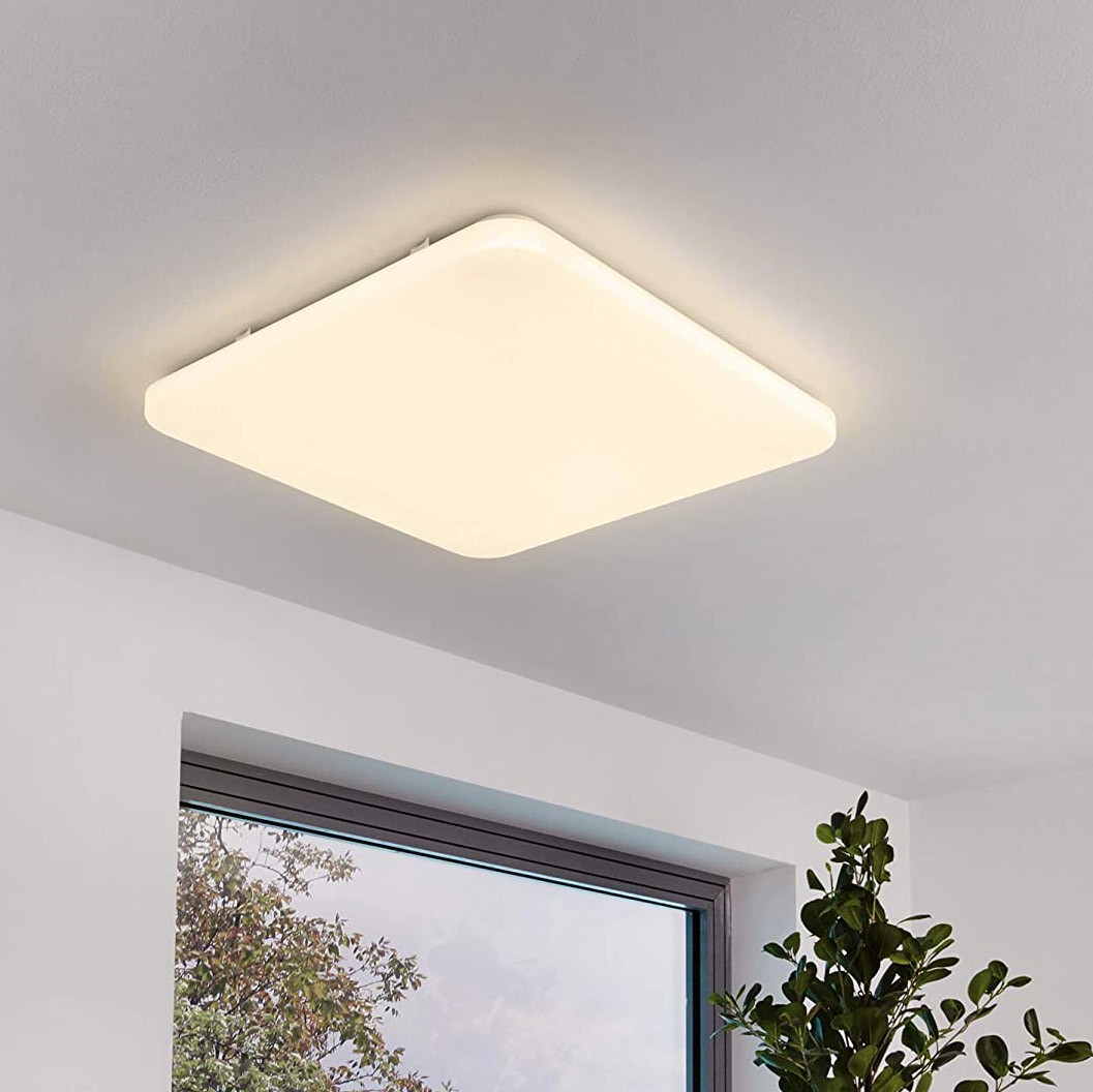 105,95 € Free Shipping | Indoor ceiling light Eglo 53×53 cm. Steel and pmma. White Color