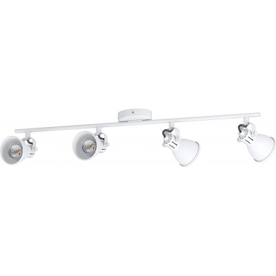 Indoor spotlight Eglo 3W Round Shape 77×10 cm. 4 adjustable spotlights Dining room, bedroom and lobby. Steel. White Color