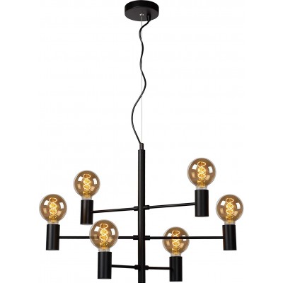 Lámpara de araña 360W Forma Esférica 175×65 cm. 6 focos Salón, comedor y dormitorio. Estilo moderno. Metal. Color negro