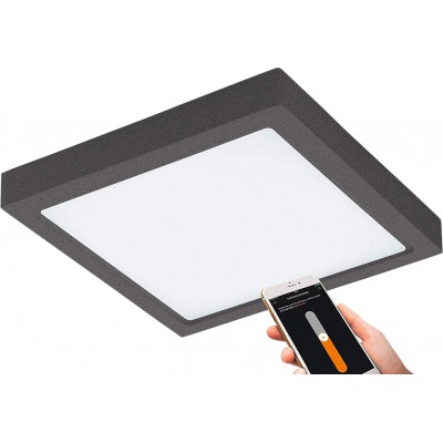 128,95 € Free Shipping | Indoor ceiling light Eglo Square Shape 30×30 cm. Control with Smartphone APP Dining room, bedroom and lobby. Modern Style. Aluminum and PMMA. Black Color