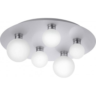 Deckenlampe Trio 3W Sphärisch Gestalten 50×50 cm. 5 Lichtpunkte Wohnzimmer, esszimmer und schlafzimmer. Metall und Glas. Nickel Farbe