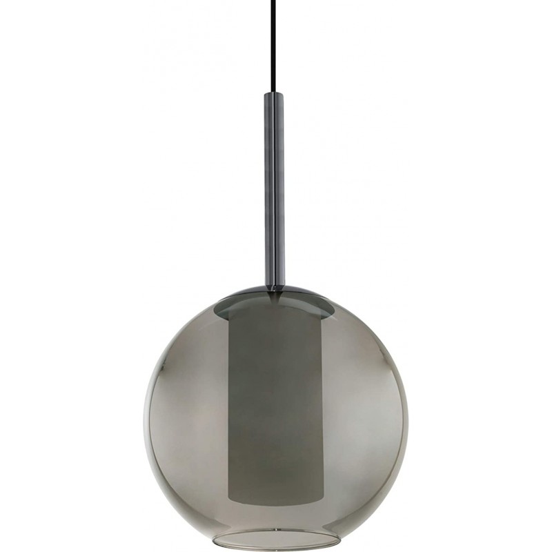 91,95 € Free Shipping | Hanging lamp Eglo 60W Spherical Shape 110×25 cm. Living room, bedroom and lobby. Modern Style. Steel and Glass. Black Color