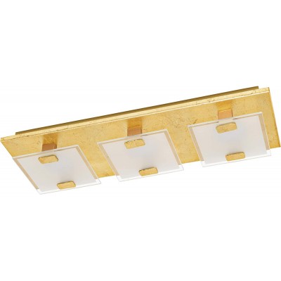 108,95 € Free Shipping | Ceiling lamp Eglo 2W 3000K Warm light. Rectangular Shape 41×14 cm. Triple focus Living room, dining room and lobby. Steel and Glass. Golden Color