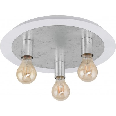 113,95 € Free Shipping | Ceiling lamp Eglo 4W 2200K Very warm light. Round Shape 45×45 cm. 3 points of light Living room, bedroom and lobby. Steel. Silver Color