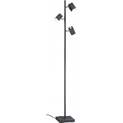 Lampada da pavimento Trio 5W 3000K Luce calda. Forma Cilindrica 154×28 cm. Triplo faretto LED orientabile Sala da pranzo, camera da letto e atrio. Stile moderno. Metallo. Colore nero