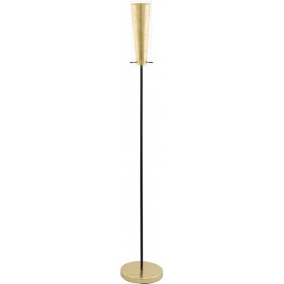 Lampada da pavimento Eglo 60W Forma Cilindrica 147×11 cm. Soggiorno, sala da pranzo e atrio. Stile moderno. Acciaio e Bicchiere. Colore d'oro
