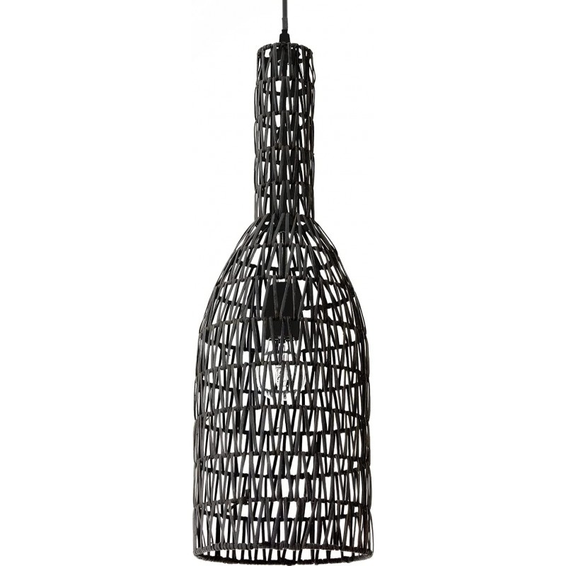 91,95 € Free Shipping | Hanging lamp 60W Cylindrical Shape Ø 15 cm. Living room, dining room and lobby. Rustic Style. Black Color