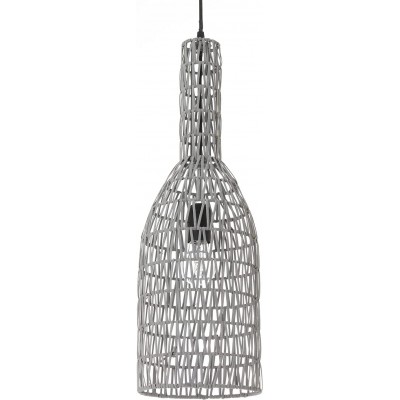 Lámpara colgante 60W Forma Cilíndrica Ø 15 cm. Comedor, dormitorio y vestíbulo. Estilo rústico. Metal. Color gris