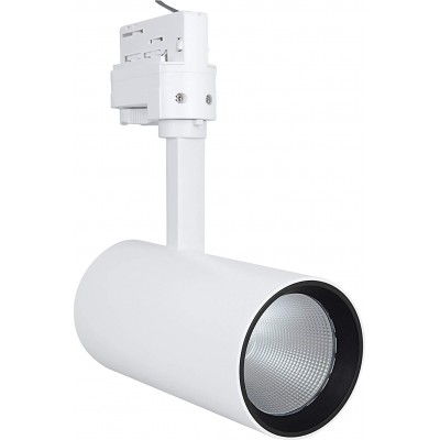 Indoor spotlight 25W Cylindrical Shape 26×8 cm. Adjustable LED. rail-rail system Living room, dining room and lobby. Aluminum. White Color