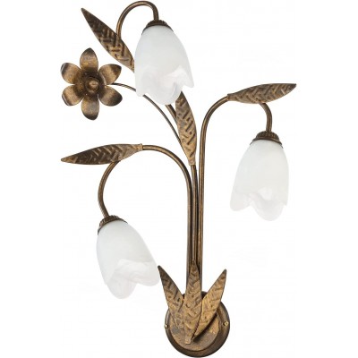 87,95 € Free Shipping | Indoor wall light 70×40 cm. 3 points of light. Floral design Living room, dining room and bedroom. Classic Style. Metal casting and Glass. Brown Color