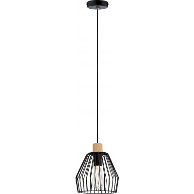 Lámpara colgante 20W Forma Esférica 110×22 cm. Comedor, baño y zona de trabajo. Metal y Madera. Color negro