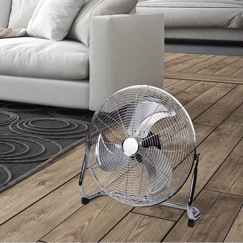 126,95 € Free Shipping | Pedestal fan 100W Round Shape 55×54 cm. 3 speeds. adjustable Living room, dining room and lobby. Plated chrome Color