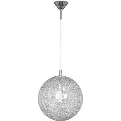 Hanging lamp 60W Spherical Shape 90×30 cm. Living room, dining room and lobby. Crystal, Metal casting and Glass. Plated chrome Color