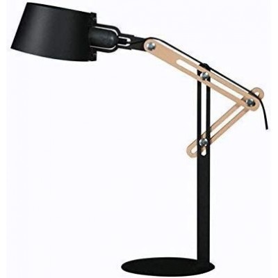 68,95 € Envio grátis | Lampada de escritorio 40W 60×40 cm. Articulável Metais e madeira. Cor preto