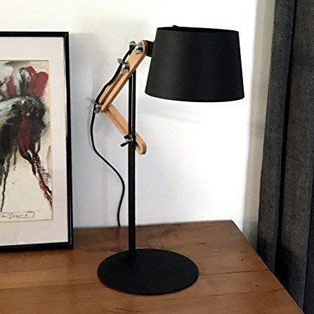 68,95 € Spedizione Gratuita | Lampada da scrivania 40W 60×40 cm. Articolabile Metallo e legna. Colore nero