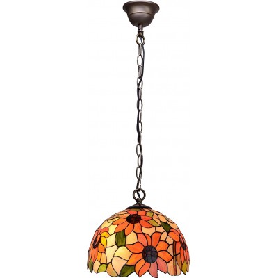 Lámpara colgante 60W Forma Esférica 130×20 cm. Diseño de flores Comedor, dormitorio y vestíbulo. Estilo diseño. Cristal. Color naranja