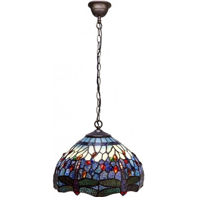 Lámpara colgante 60W Forma Esférica 130×30 cm. Diseño de libélulas Comedor, dormitorio y vestíbulo. Estilo diseño. Cristal. Color azul