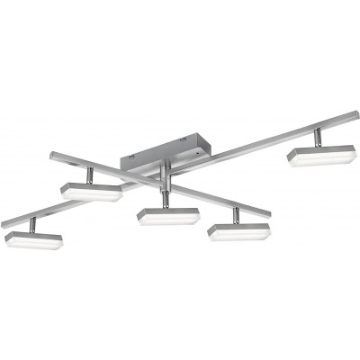 Ceiling lamp Trio 3W Extended Shape 95×18 cm. 5 adjustable spotlights. adjustable color Dining room, bedroom and lobby. Metal casting. Nickel Color