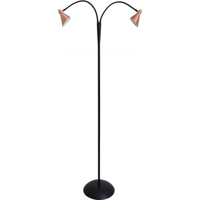Lámpara de pie 6W 3000K Luz cálida. 165×165 cm. Doble foco LED Salón, comedor y vestíbulo. Metal. Color cobre