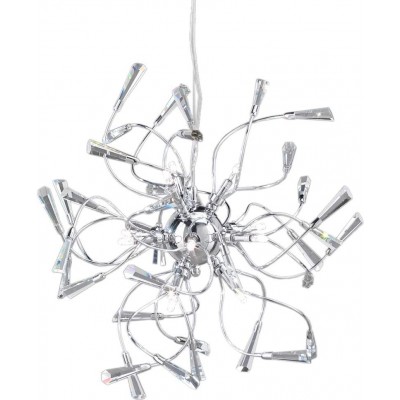 Hanging lamp Ø 45 cm. 12 light points Living room, dining room and lobby. Modern Style. Crystal and Metal casting. Plated chrome Color