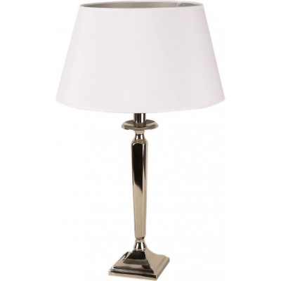 97,95 € Free Shipping | Table lamp 2700K Very warm light. Conical Shape 63×35 cm. Dining room, bedroom and lobby. Nickel Metal. White Color