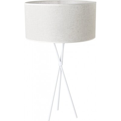 114,95 € Free Shipping | Table lamp 2700K Very warm light. Cylindrical Shape 74×40 cm. Clamping tripod Living room, dining room and bedroom. Linen. White Color
