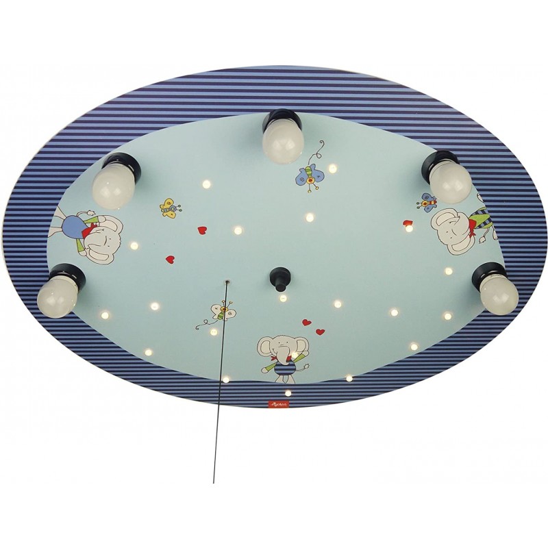 88,95 € Free Shipping | Kids lamp 25W Round Shape 71×53 cm. 5 points of light. animal patterned design Living room, bedroom and lobby. PMMA and Wood. Green Color