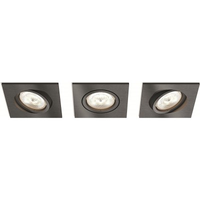 99,95 € Spedizione Gratuita | Scatola da 3 unità Illuminazione da incasso Philips 4W 9×9 cm. LED regolabile Bicchiere. Colore grigio