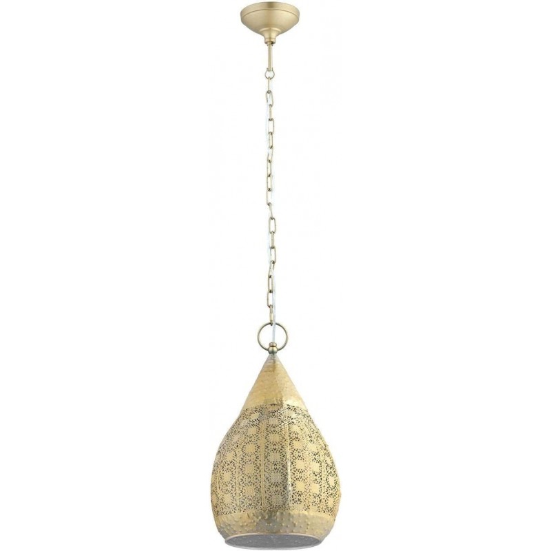 84,95 € Free Shipping | Hanging lamp Eglo 60W Conical Shape 110×25 cm. Dining room, bedroom and lobby. Steel. Golden Color