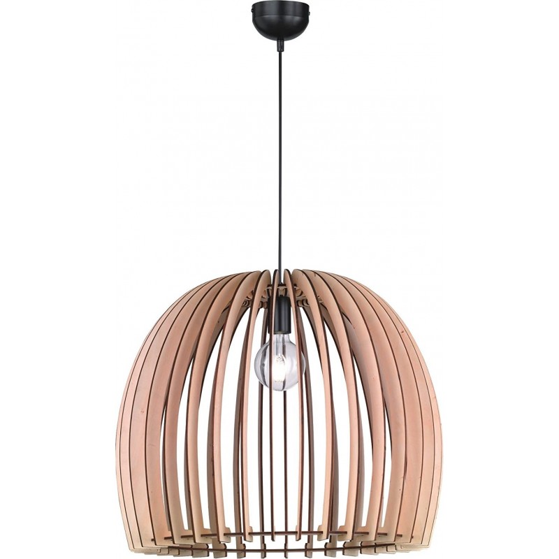 129,95 € Free Shipping | Hanging lamp Reality 60W Spherical Shape 150×60 cm. Living room, bedroom and lobby. Modern Style. Wood. Brown Color