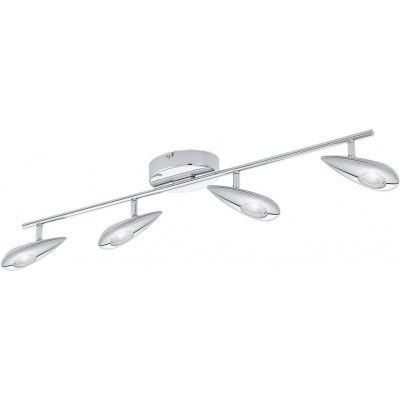 71,95 € Free Shipping | Indoor spotlight Eglo 19W Extended Shape 160×10 cm. 4 adjustable spotlights Living room, bedroom and lobby. Modern and industrial Style. Steel. Plated chrome Color