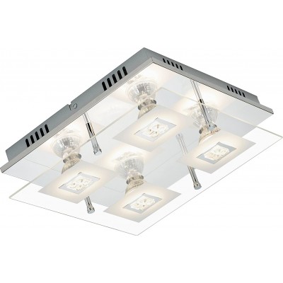 吸顶灯 3W 正方形 形状 30×30 cm. 4个LED灯点 客厅, 饭厅 和 卧室. 现代的 风格. 金属 和 玻璃. 镀铬 颜色
