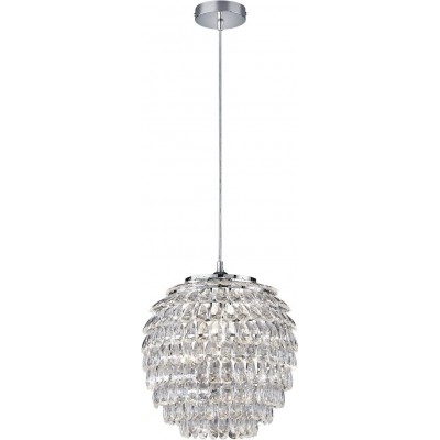 111,95 € Free Shipping | Hanging lamp Reality 60W 3000K Warm light. Spherical Shape 160×35 cm. Dining room, bedroom and lobby. Metal casting. Plated chrome Color